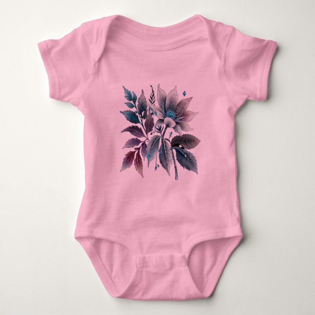 Body Para Bebê belas folhas e flores (Frente)