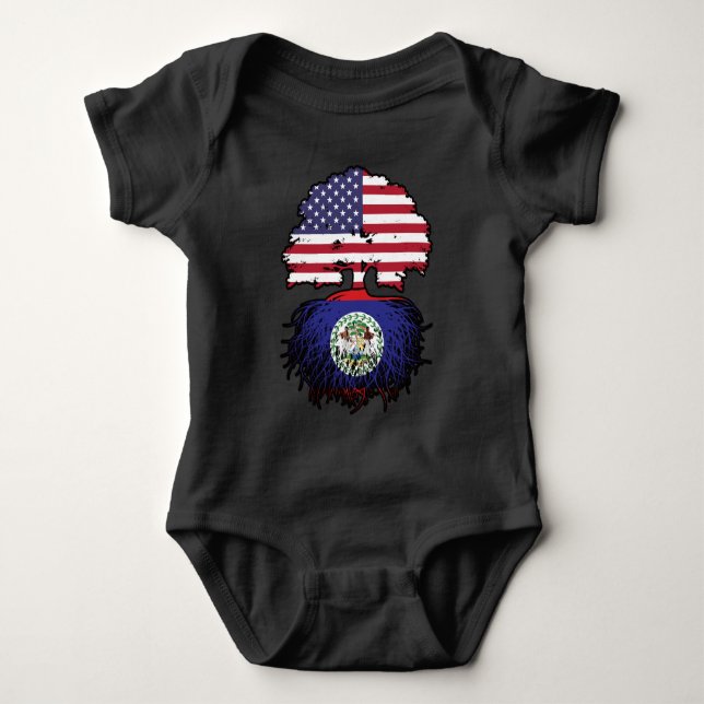 Body Para Bebê Belize Belizean American Tree Roots Flag (Frente)