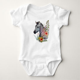 Body Para Bebê Belo Bebê Zebra com Flores 