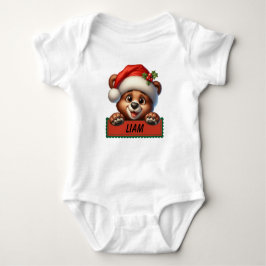 Body Para Bebê Belo Urso de Natal Nome Personalizado Bebê Bodyfat