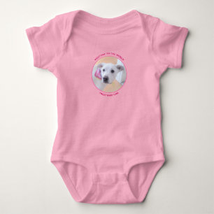 Body Para Bebê Bem-vinda Menina Foto de Cachorro Branco Bonito