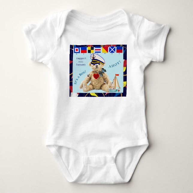 Body Para Bebê Bem-vindo Bebê Marinheiro Urso Bodysuit (Frente)