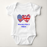 Body Para Bebê Bem-vindo Kate & William/ Royal Wedding<br><div class="desc">EUA e Union Jack Flags</div>