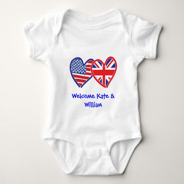 Body Para Bebê Bem-vindo Kate & William/ Royal Wedding (Frente)