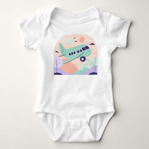 Body Para Bebê Berçário de Aviação de Avião Pastel de Desenho Ani