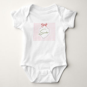 Body Para Bebê Berçário Personalizado para Menina com Laço e Xadr