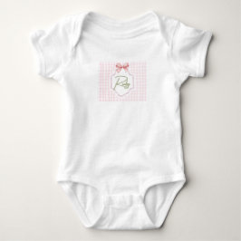 Body Para Bebê Berço Personalizado para Menina com Laço e Xadrez 