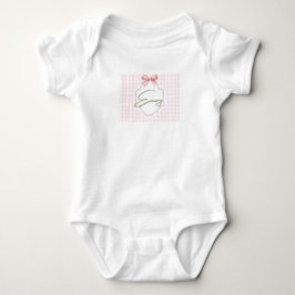 Body Para Bebê Berço Personalizado para Menina com Laço e Xadrez 