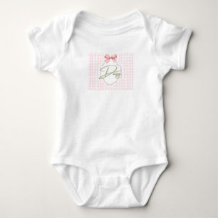 Body Para Bebê Berço Personalizado para Menina com Laço e Xadrez
