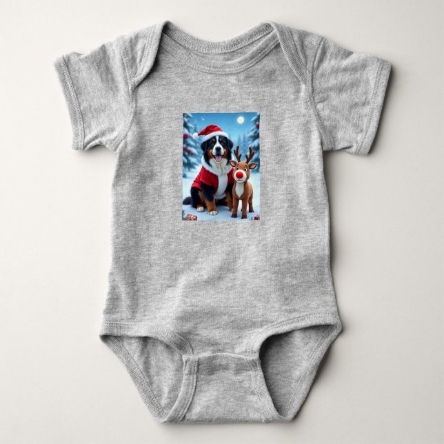 Body Para Bebê Bernese Mountain Dog Natal (Frente)