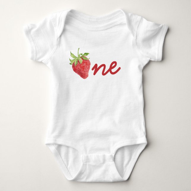 Body Para Bebê Berry First Birthday Strawberry primeiro aniversar (Frente)