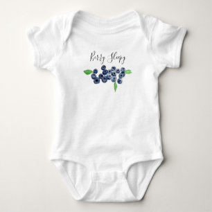 Body Para Bebê Berry Sleepy Blueberry fruta comida de aquarela