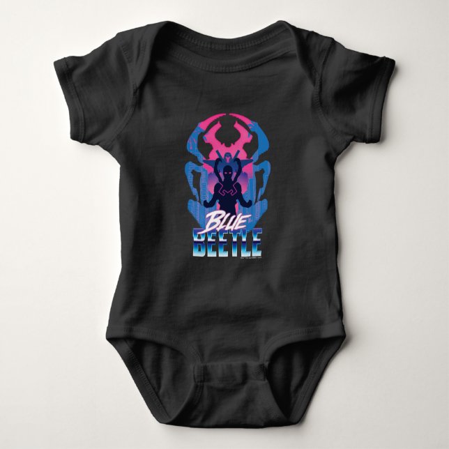 Body Para Bebê Besouro Azul Retrowave Versus Gráfico (Frente)