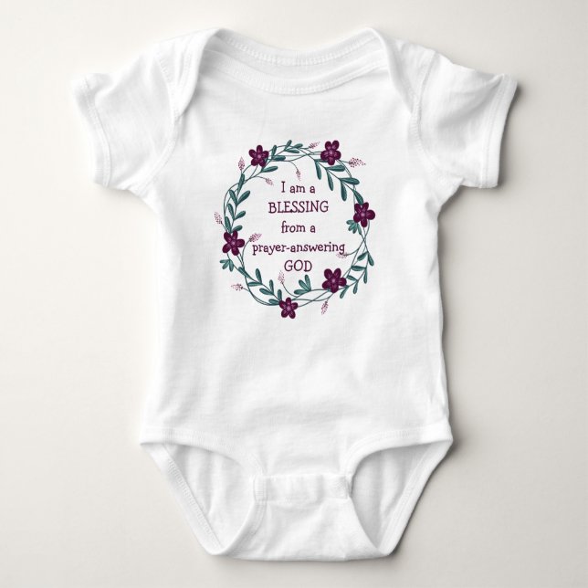Body Para Bebê BESSEIRA RESPOSTA A DEUS | Floral Wreath (Frente)