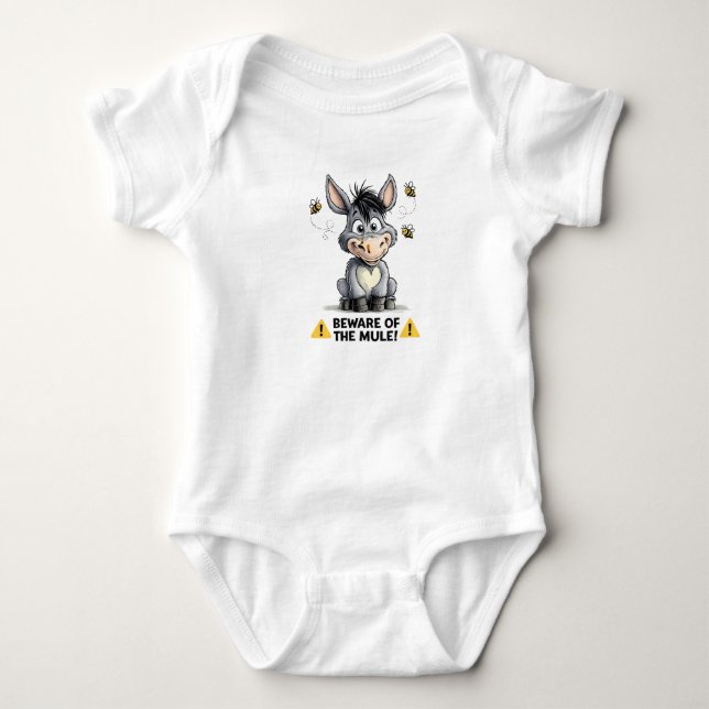 Body Para Bebê Beware Of The Mule Funny Donkey Warning Design (Frente)