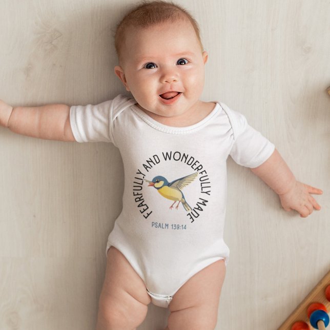 Body Para Bebê Bíblia de pássaro voador de chá bonito Verse Fé (Criador carregado)