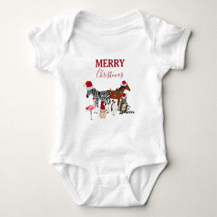 Body Para Bebê Bichos de Natal engraçados e bonitos Noel Hats Lig