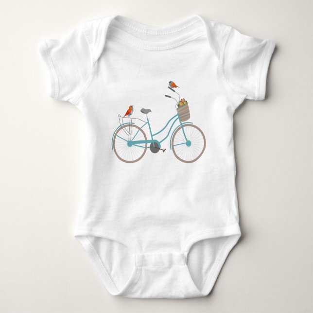 Body Para Bebê Bicicleta com Aves (Frente)