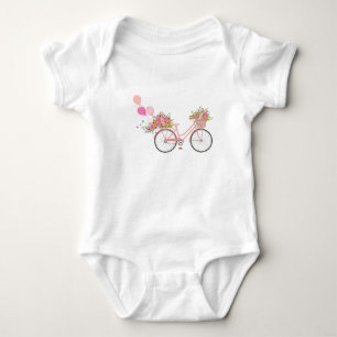 Body Para Bebê Bicicleta Rosa Whimsical