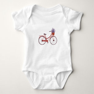 Body Para Bebê Bicicleta Vintage com Lavanda 