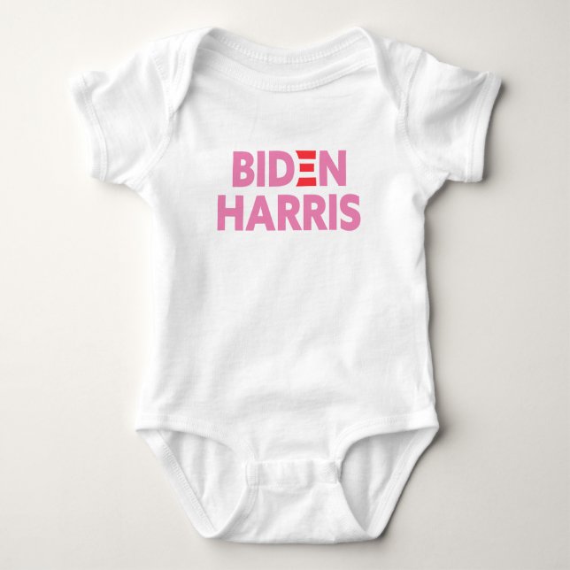 Body Para Bebê Biden / Harris - Suporte Eleitoral Rosa (Frente)
