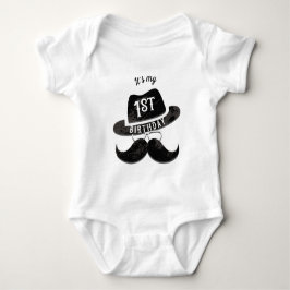Body Para Bebê Bigode de Hipster Chapéu Óculos 1 1º Aniversário