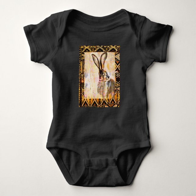 Body Para Bebê Black Baby Bodysuit com Rabbit (Frente)