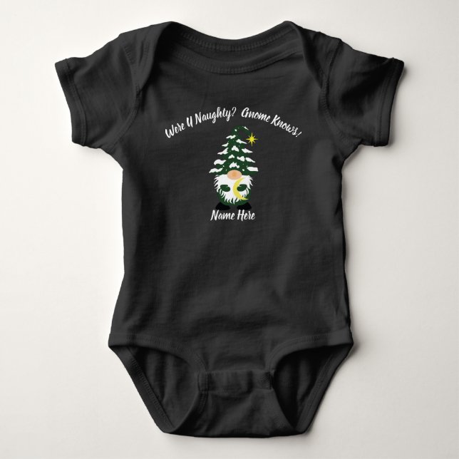 Body Para Bebê Black Baby Bodysuit Gnome Knows  (Frente)