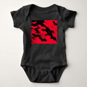 Body Para Bebê Black Bats In Flight Red