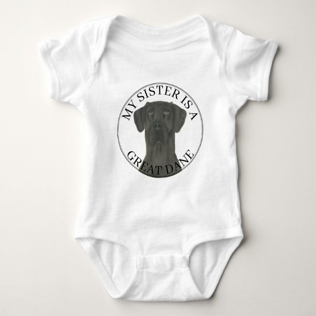 Body Para Bebê Black Great Dane Big SIster (Frente)