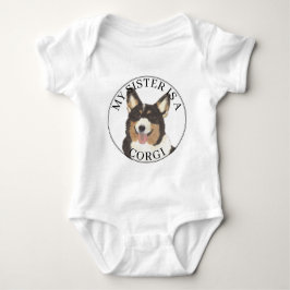 Body Para Bebê Black Headed Tricolor Corgi Dog Big Sister