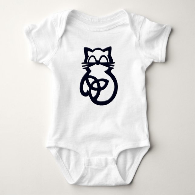 Body Para Bebê Black Trinity Knot Celtic Cat Baby One (Frente)