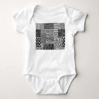 Body Para Bebê Black White Doodle: Etnia sem costura