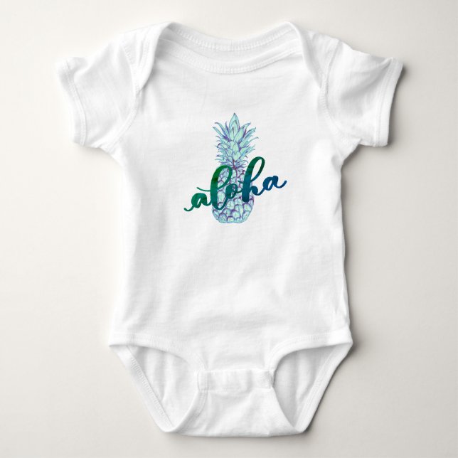 Body Para Bebê Blue Aloha Abacaxi Bebê (Frente)