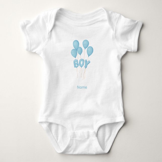 Body Para Bebê Blue Baby Boy Balloon Celebration  (Frente)