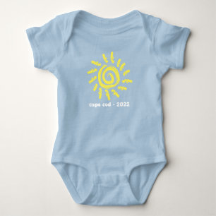 Body Para Bebê Blue Baby Boy Bodface Yellow Sun Divertimento Logo