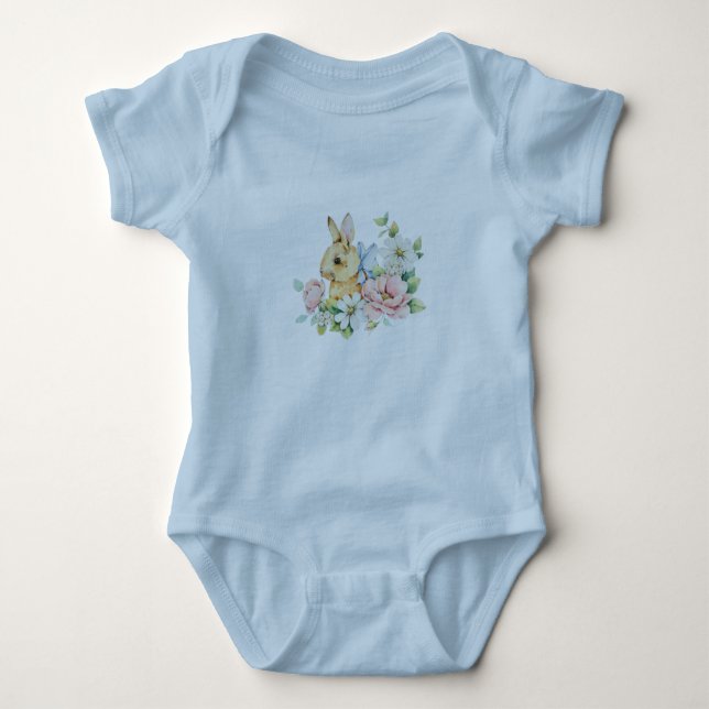 Body Para Bebê Blue Baby Easter Bunny Bodysuit (Frente)