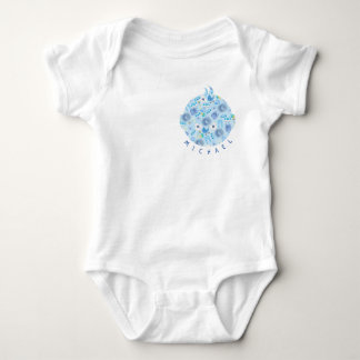 Body Para Bebê Blue Baby Head Patterno