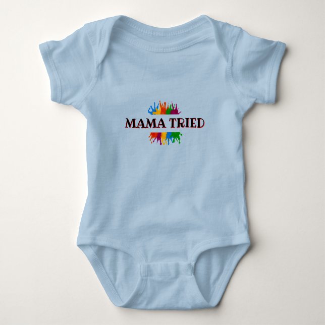 Body Para Bebê Blue Baby, uma peça "mamãe tentou" (Frente)