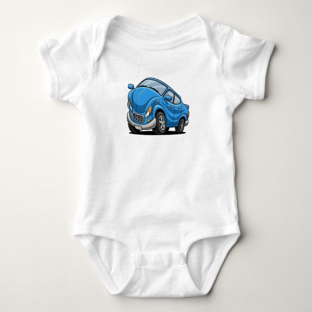 Body Para Bebê Blue Cartoon Car (Frente)