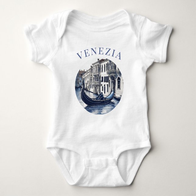 Body Para Bebê Blue Delft Blue Veneice Gondola (Frente)