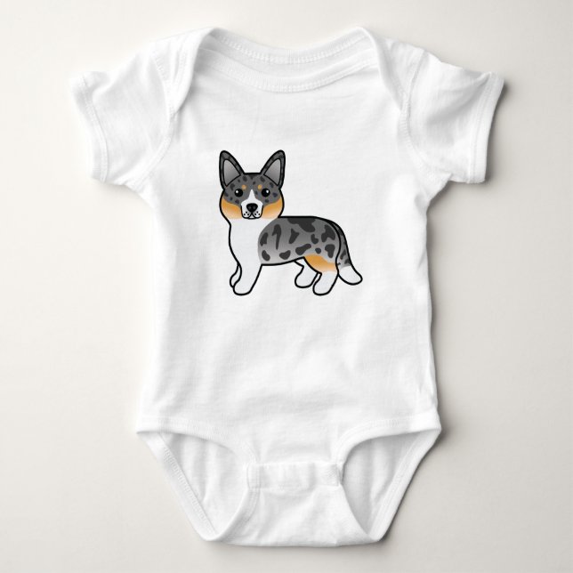 Body Para Bebê Blue Merle Cardigan Welsh Corgi (Frente)