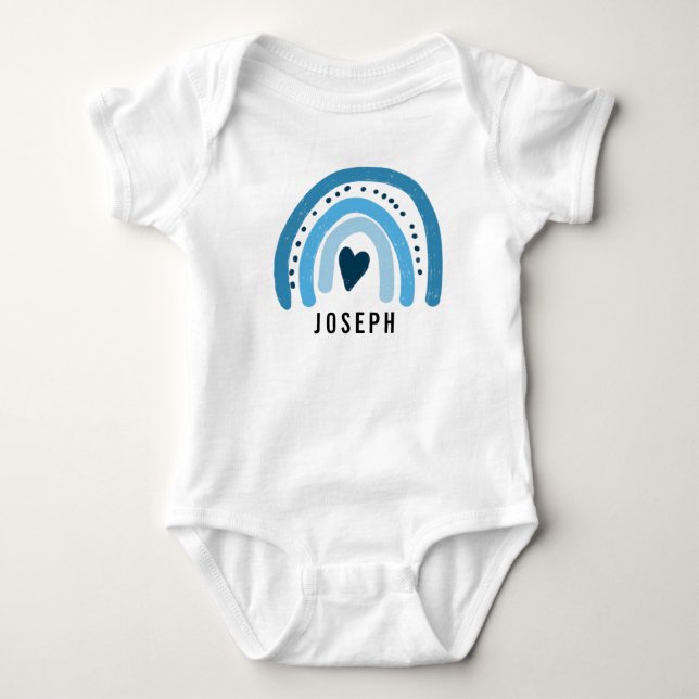 Body Para Bebê Blue Rainbow Cute Heart Boy (Frente)