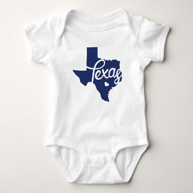 Body Para Bebê Blue Texas Heart (Frente)