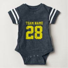 Blue Yellow Baby Football Jersey Romper