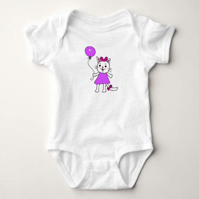 Body Para Bebê Blusa de Bebê Gatinho com Balão (Frente)