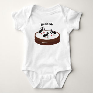 Body Para Bebê Boas formigas patinando em desenho de biscoito