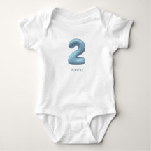 Body Azul 3D Número 2 - 2 Meses Bebê