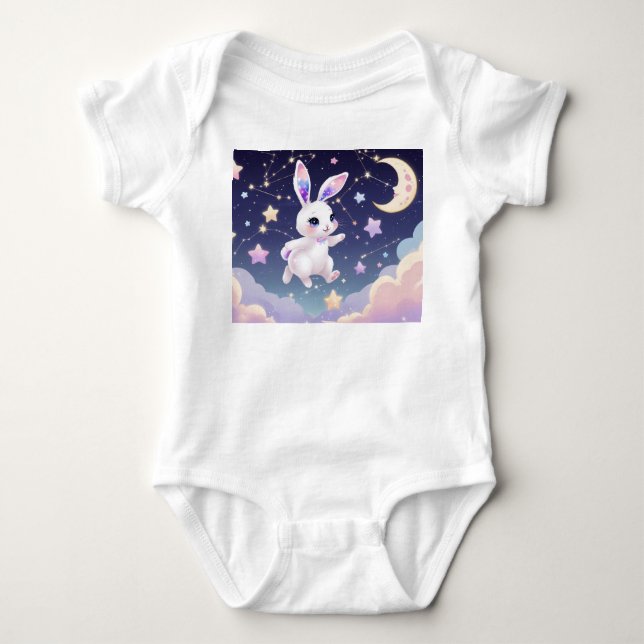 Body Para Bebê Body Bebê Moon Bunny – Coelho Celestial Pastel (Frente)
