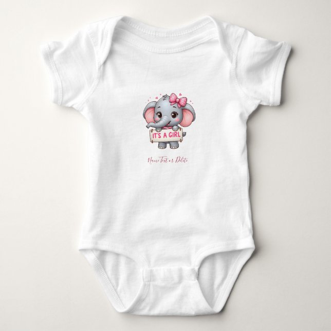 Body Para Bebê Body Bodysuit Bebê Elefante Rosa (Frente)